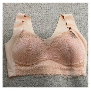 Lace Trimmed Peach Bralette